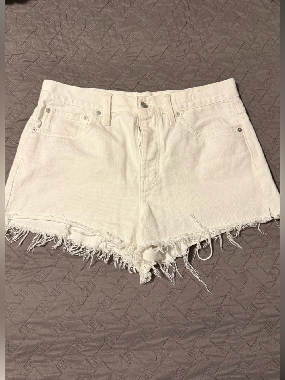 Madewell Frayed Hem White Denim Women's Shorts
